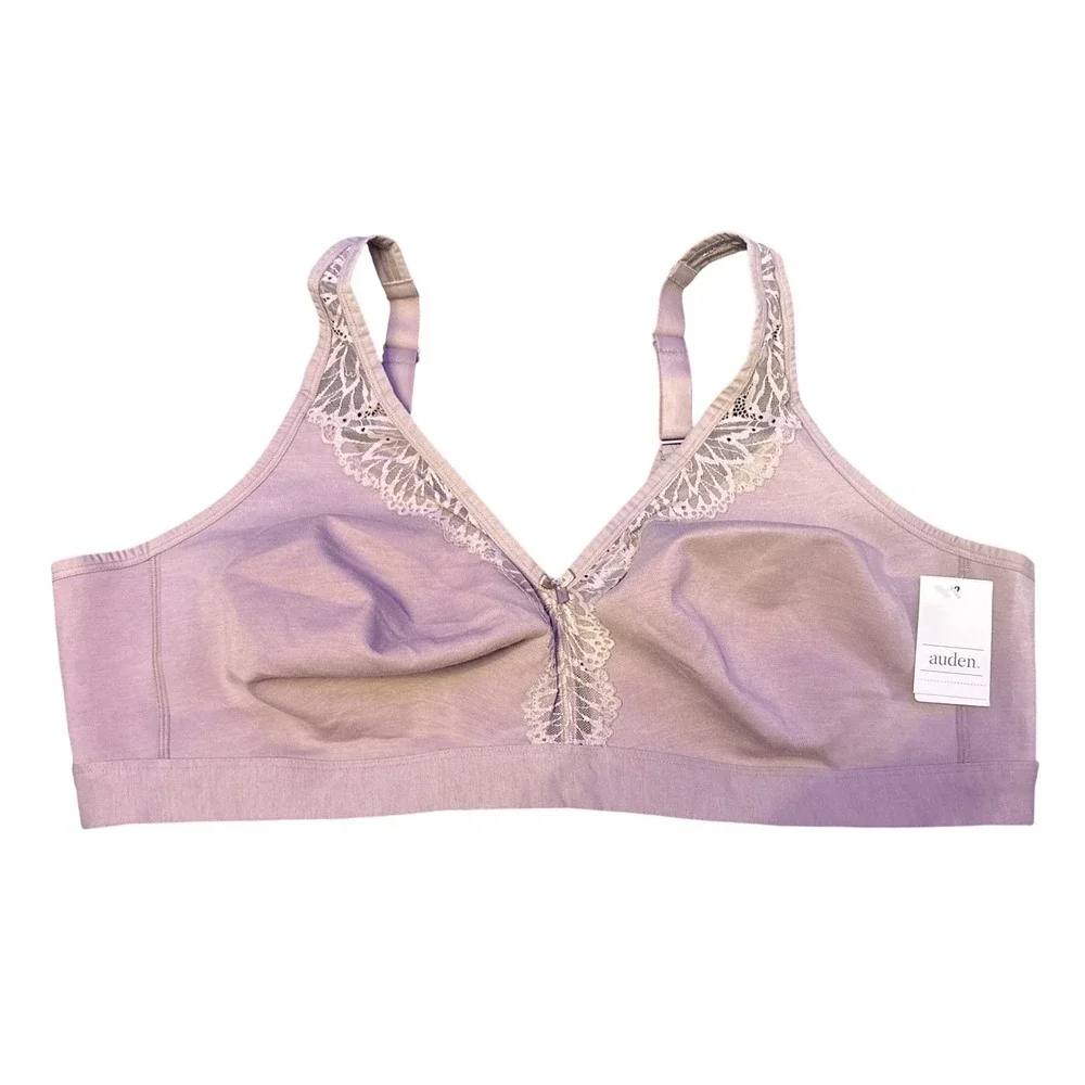 NEW Auden Womens Dark Lavender Lace‎ Unlined Wirefree Full Figure Bra, 46C